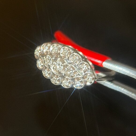 Antique 14K White Gold Diamond Ring - Picture 5 of 9